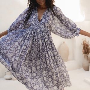 Daughters of India Kyra Midi Dress Blue Iris Small